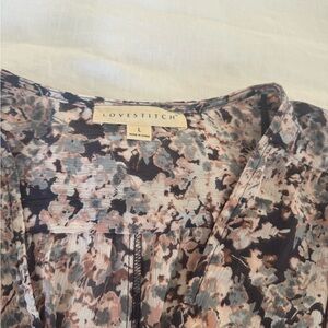 Lovestitch Abstract Floral Top in Pink and Black